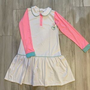 NWT SET Athleisure White Color-block Darla Drop Waist Athletic Dress Girls 16